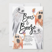 Unieke Ghost Boos & Booze Halloween Party Kaart (Voorkant)