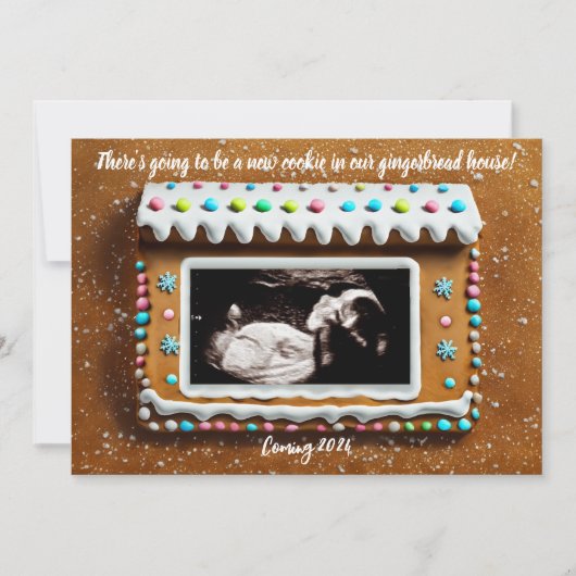 Unieke Gingerbread House Baby Ultrasound Zwangersc Aankondiging (Voorkant)