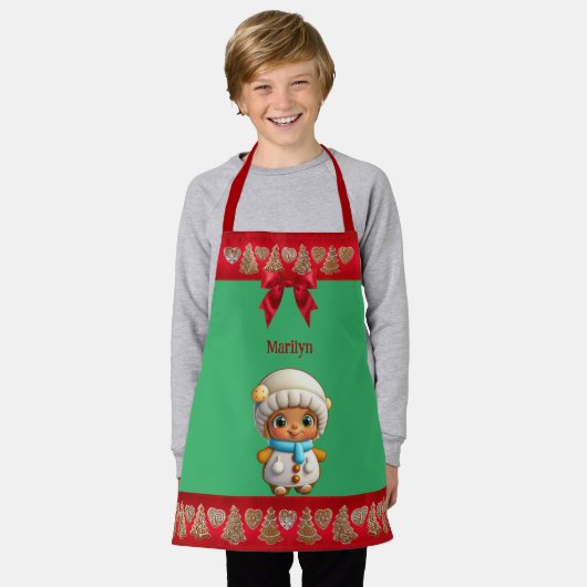 Unieke Gingerbread Meisje Cookie Graphic Schort (Gedragen)