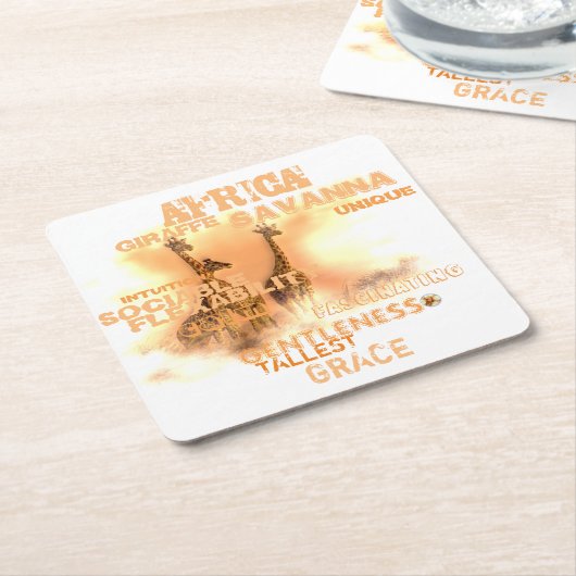 Unieke Giraffes Vierkante Onderzetters (Schuin)