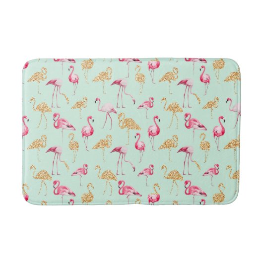 Unieke Girly Pink en Gold Funky Flamingo Badmat (Voorkant)