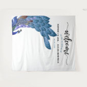 Unieke Glam & Luxe Pauw Huwelijksachtergrond Wandkleed (Voorkant (horizontaal))