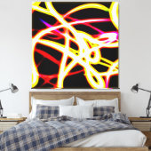 Unieke gloeiende neonpatronen. Bestel nu Canvas Afdruk (Insitu (Slaapkamer))