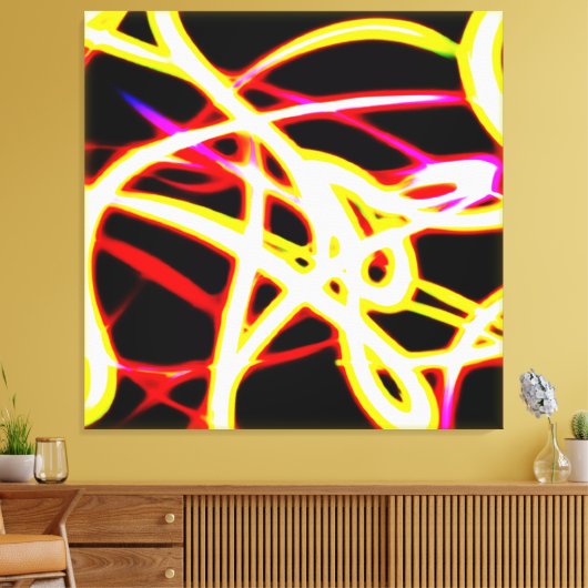 Unieke gloeiende neonpatronen. Bestel nu Canvas Afdruk (Insitu (Woonkamer))