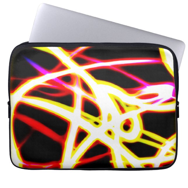 Unieke gloeiende neonpatronen. Bestel nu Laptop Sleeve (Voorkant)