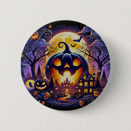 Unieke gloeiende pompoen Button – Halloween stijl