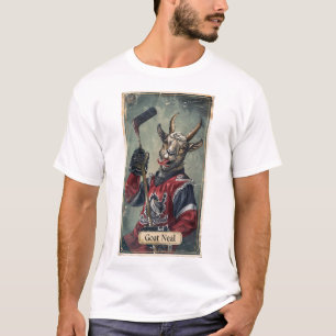 Unieke Goat Hockey Player Upper Deck Trading Kaart T-shirt