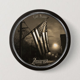 Unieke God Bless America vlag 's nachts in de stad Ronde Button 7,6 Cm