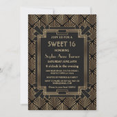 Unieke Gold Black Great Gatsby Art Deco SWEET 16 Kaart (Voorkant)