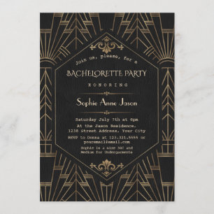 Unieke Gold Black Great Gatsby Bachelorette Party Kaart