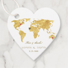Unieke Gold Foil Wereldkaart Destination Wedding Bedankjes Labels