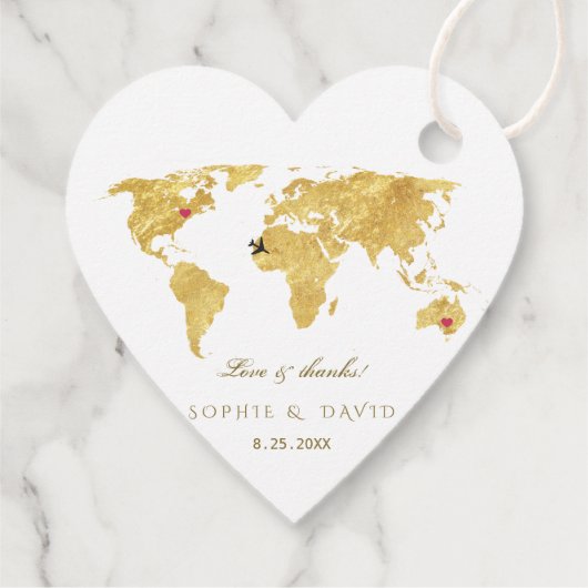 Unieke Gold Foil Wereldkaart Destination Wedding Bedankjes Labels (Achterkant)