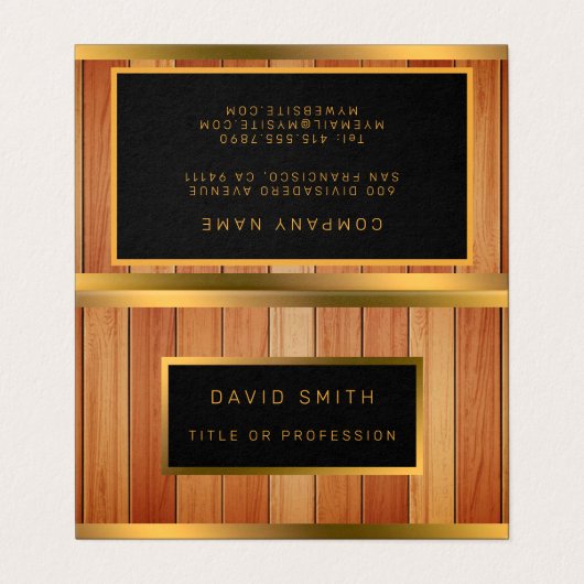 Unieke Gold Luxury Wood Visitekaartje (Buitenkant ongevouwen)