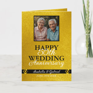 Unieke Gold Parente Foto 50e Jubileum Kaart