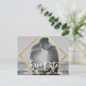 Unieke Gold Script Weduwen BEWAREN DATUM MET FOTO Aankondigingskaart (Staand voorkant)