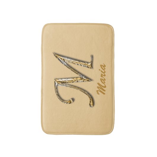 Unieke Gold Silver Letter M Monogram Initiaal Badmat (Voorkant Verticaal)