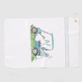 Unieke Golf Cart Blue Monogram Waterverf Golfhanddoek (Horizontaal)