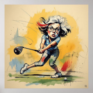 Unieke Golf Swings - Grote Golf Art Print