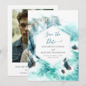 Unieke golven nautische bruiloft save the date (Voorkant / Achterkant)