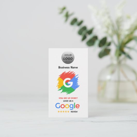 Unieke Google Review-Kaart met Logo- en QR-code Visitekaartje (Staand voorkant)