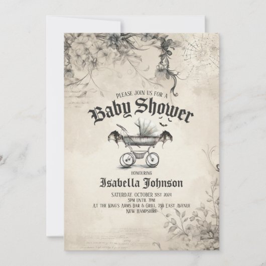 Unieke gotische &  Baby shower uitnodiging (Voorkant)