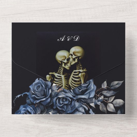 Unieke Gotische bruiloft All In One Uitnodiging (Achterkant)