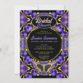 Unieke gotische glamour paarse gouden bruidsdouche kaart (Voorkant)