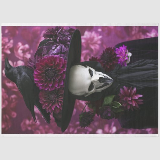 Unieke Gotische Halloween Skelet Schedel Decoupage Tissuepapier (Voorkant)