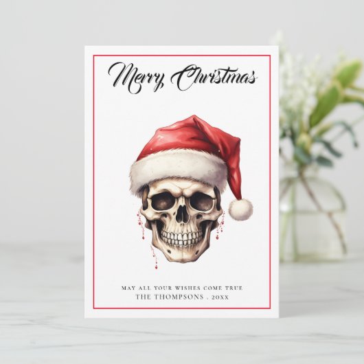 Unieke Gotische schedel Kerstmis Feestdagenkaart (Staand voorkant)