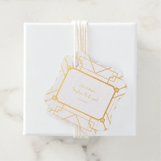 Unieke Goud Zwarte Great Gatsby Art Deco Bruiloft Bedankjes Labels (Met doos)