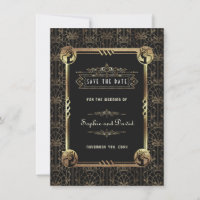 Unieke Goud Zwarte Great Gatsby Art Deco Bruiloft