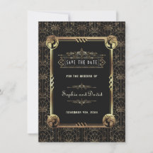 Unieke Goud Zwarte Great Gatsby Art Deco Bruiloft