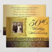 unieke gouden 50-jarig jubileum foto uitnodigingen (Voorkant / Achterkant)