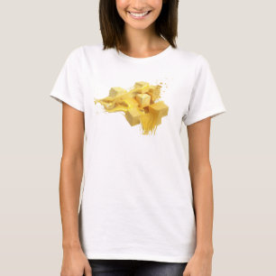 Unieke Gouden Abstract Kubus Stijl Statement T-shirt