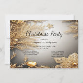 Unieke gouden decoratieve kerstfeest uitnodiging (Voorkant)