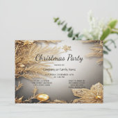 Unieke gouden decoratieve kerstfeest uitnodiging (Staand voorkant)
