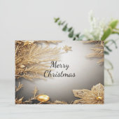 Unieke Gouden Decoratieve Vakantie Kerst Kaart (Staand voorkant)