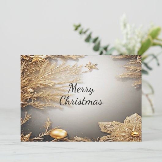 Unieke Gouden Decoratieve Vakantie Kerst Kaart (Staand voorkant)