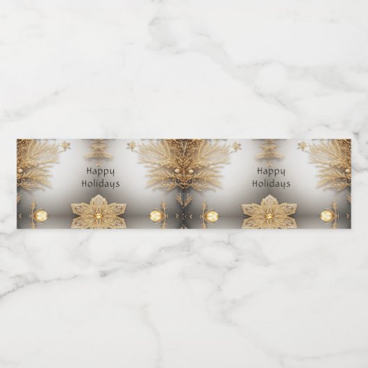 Unieke gouden decoratieve vakantie waterfles etiket (Enkel label)