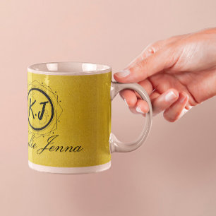 Unieke gouden en zwarte elegante script kalligrafi koffiemok