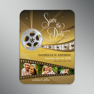 Unieke Gouden Filmrol Huwelijksfoto Save the Date Magneet