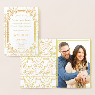 Unieke gouden Grote Gatsby Art Deco Wedding Folie Kaarten