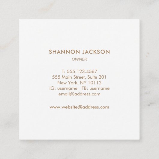 Unieke gouden roze Waterverf Lash-uitbreidingen Vierkante Visitekaartje (Achterkant)