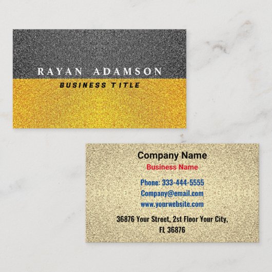 Unieke Gouden Zwart Glitter - Professionele luxe Visitekaartje (Voorkant / Achterkant)