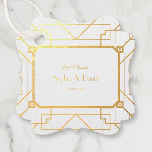 Unieke gouden zwarte goudvlek voor art deco Wedden Bedankjes Labels (Voorkant)