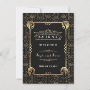 Unieke gouden zwarte goudvlek voor art deco Wedden Save The Date