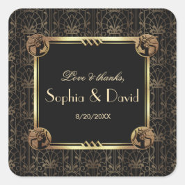 Unieke gouden zwarte goudvlek voor art deco Wedden Vierkante Sticker