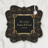 Unieke Gouden Zwarte Great Gatsby Art Deco Bruilof Bedankjes Labels (Achterkant)