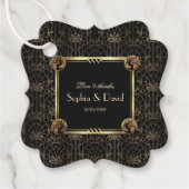 Unieke Gouden Zwarte Great Gatsby Art Deco Bruilof Bedankjes Labels (Voorkant)