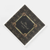 Unieke Gouden Zwarte Great Gatsby Art Deco Bruilof Servet (Hoek)